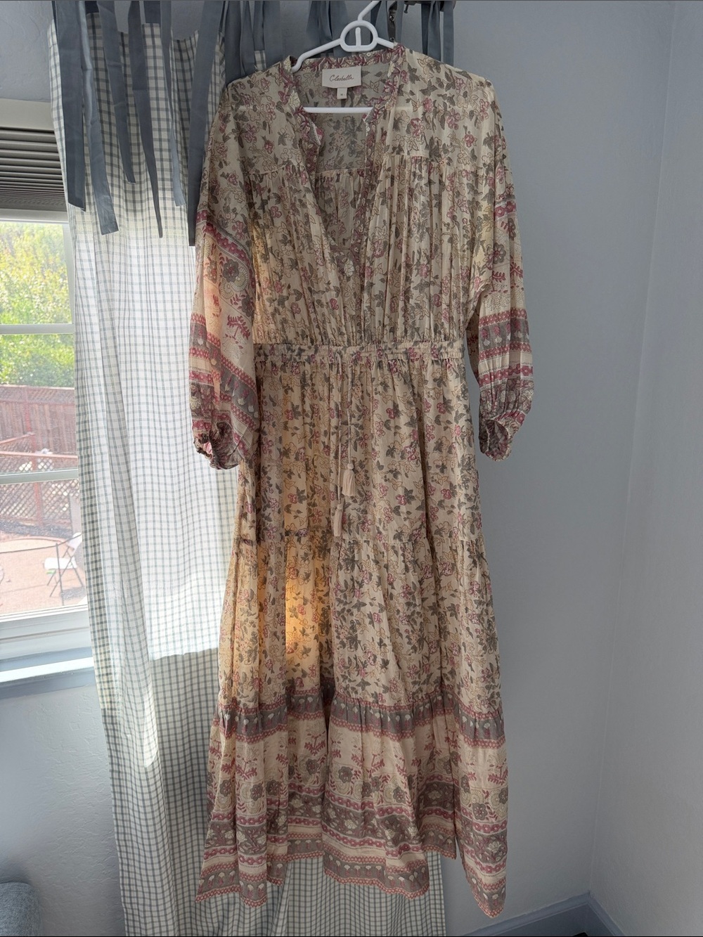 Cleobella Cream Maxi Dress with Pink Floral Print